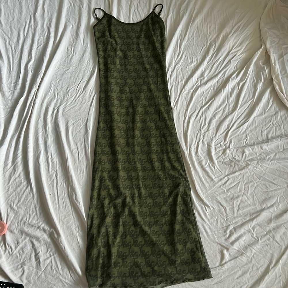 Jagger & Stone green logo print maxi dress size 0